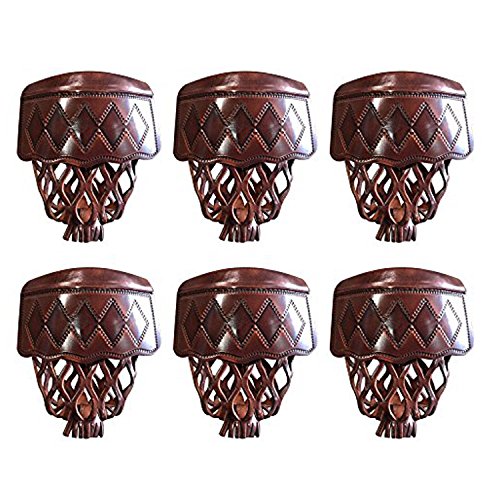 T&R sports PU Leather Pool Table Pockets Set Drop Bag Nets Heavy Duty Billiard Table Web, Pack of 6, Walnut