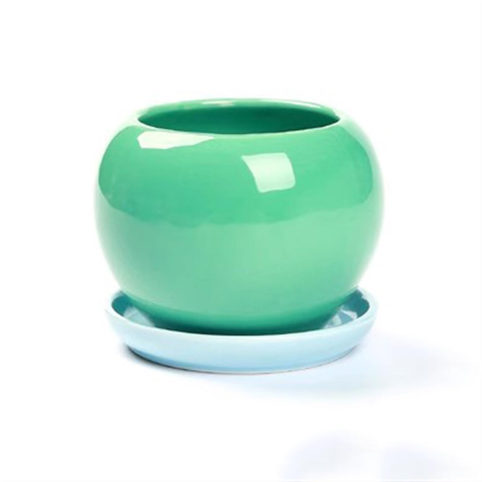 SDGBCXD flowerpot, Cute Round Succulent Plants Plant Cultivation Simple Planters Home Desktop Ornaments(Green,S)