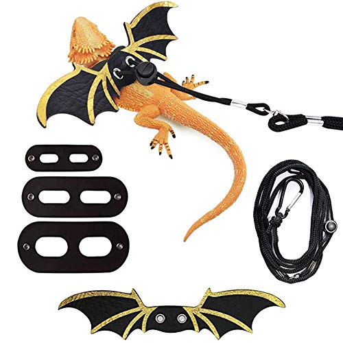 Hagedis riem met vleugels,Verstelbare hagedis tractie touw verstelbare baard draak hagedis harnas - Image 5