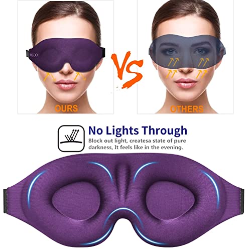 3D Sleep Mask, Sleeping Eye Mask For Women Men, Contoured Cup Night Blindfold, Luxury Light Blocking Eye Cover, Molded Eye Shade With Adjustable Strap For Travel, Nap, Meditation, Purple #TOP3