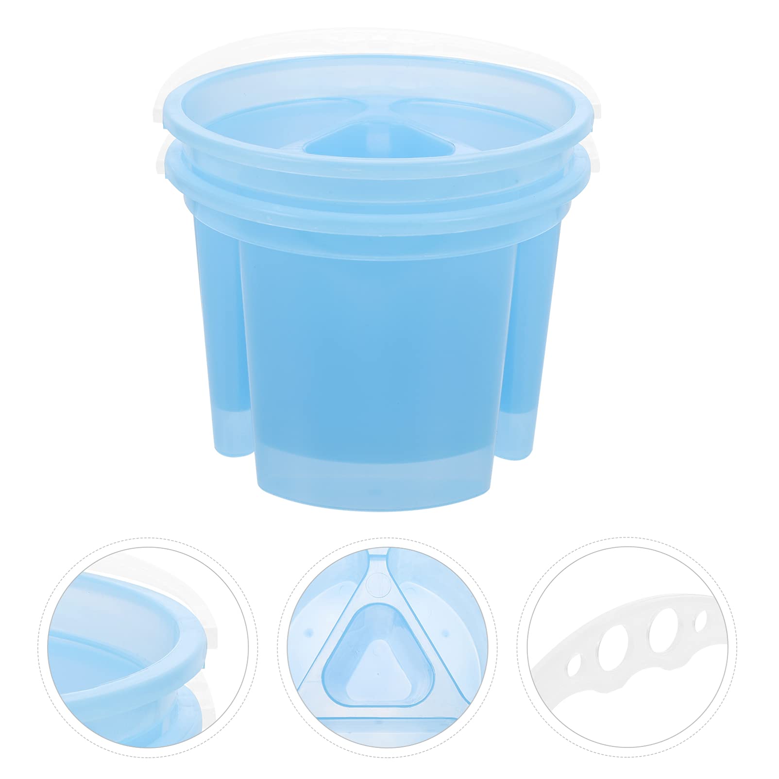 EXCEART 2Pcs Artist Brush Basins Painting Beushes Bucket with Brush Houlder Handle Wash Tanks Painting Water Pots Containers Watercolor Painting Tools Blue - Image 6
