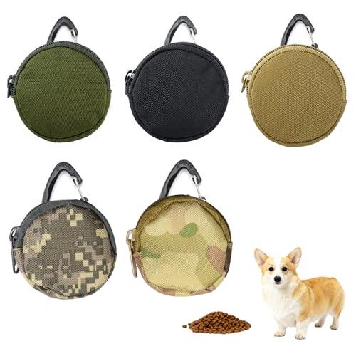 FULUDM 5 Stück Leckerlitasche Leckerlibeutel für Hunde - Futterbeutel Hundetraining Hundeleckerli Tasche Leckerli Beutel Tragbare mit Reißverschluss und Karabiner