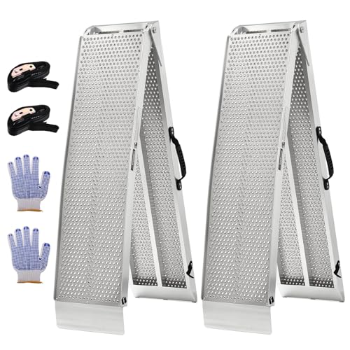 7.5FT Aluminum Loading Ramps for Pickup Trucks 1700 lbs Portable Folding Loading Ramps with Handle for ATV, UTV, Motorcycle, Lawn Mower & Dirt Bike 2PCS Set