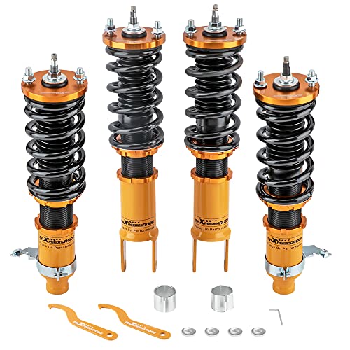 24 Way Adjustable Damper Coilovers Struts for Honda Civic 1996-2000 EK2 EK3 EK4 EK5 EK6 EK7 EK8 EK9 for Acura Integra 1990-1993, Spring Shock Absorber Suspension Coil Struts Lowering Kit by 1-3â€