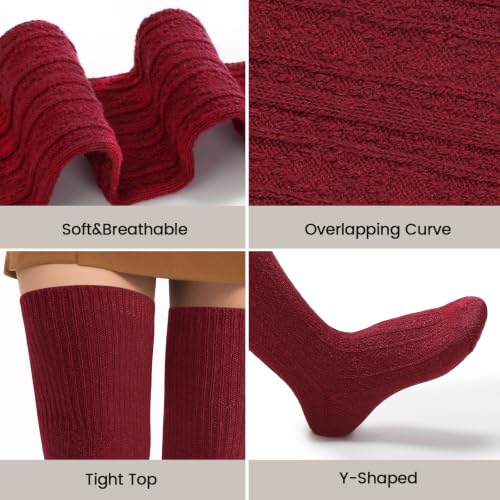 Image of Pleneal Thigh High Socks Womens Over Knee High Boot Socks Knit Leg Warmers