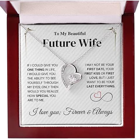 Awesomesons Future Wife Necklace My Last Everything, Fiance Gifts For Her, Promise Necklace For Her, Birthday Gifts For Future Wife With Message Card,To My Soulmate Necklace, Stainless Steel, Cubic Cover