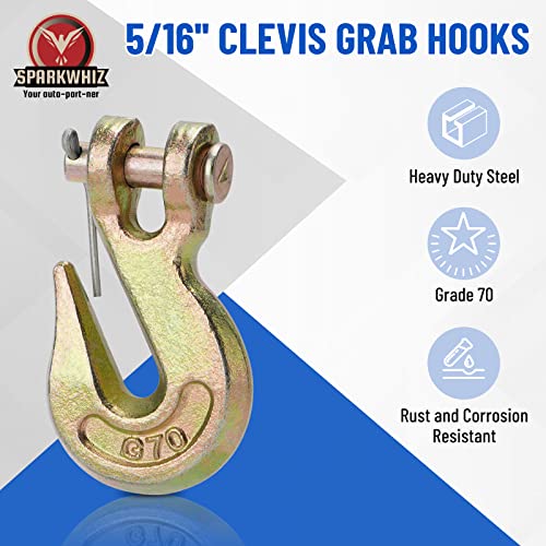 Image of 5 /16 inch Clevis Grab Hooks Grade 70 Forged Steel Tow Hooks 5,400lb WLL | for Truck & Trailer Transport Chains, 10-Pack