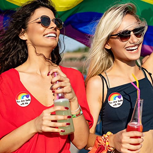 Image of Giegxin 40 Pcs You Are Safe with Me Enamel Pins for Backpacks Rainbow Pride Lapel Pins Bulk Lgbtq Brooch for Doctor Nurse Medical Hat Clothes Bags Accessories Gifts