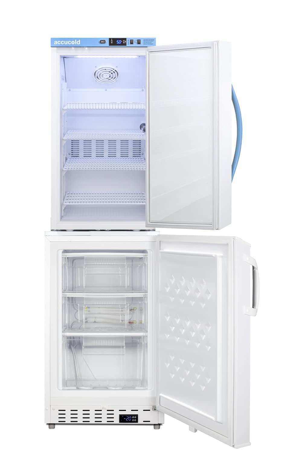 Summit Appliance Ars3pv-Ada305afstack 20" Wide Vaccine Refrigerator/Freezer Combination; Includes Ars3pv Refrigerator And Ada305af Freezer; 5.47 Cu.Ft; Automatic Defrost; Temperature Alarms on Fridge.com - View 2