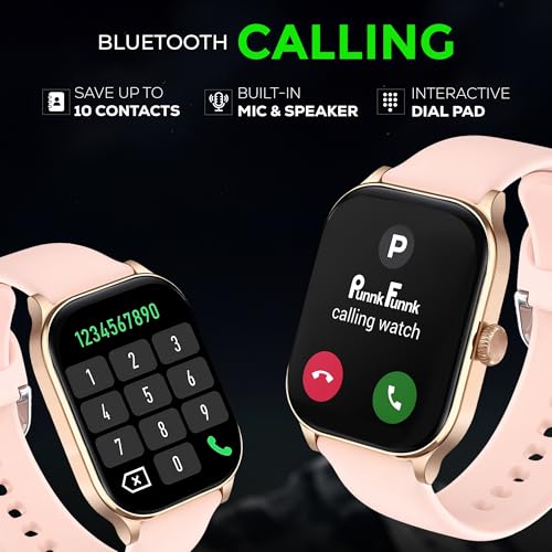 Image of PunnkFunnk NeoLux 1.96 inch HD Display Smartwatch for Men & Women 2025 with 110+ Sports Modes, Heart Rate, Sleep Monitor, IP68 Waterproof, Answer /Make Calls for Android & iOS(Pink)