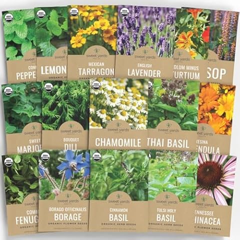 SWEET YARDS Organic Herbal Tea Garden Seeds Variety Pack Cover