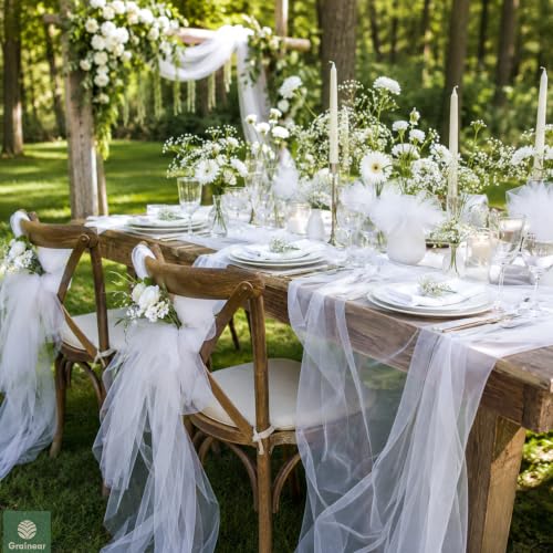 Image of White Tulle Fabric Roll 6 Inch x 100 Yards Tulle Ribbon