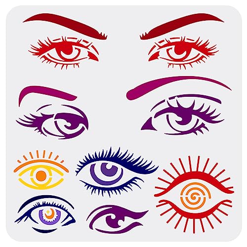 FINGERINSPIRE Eye Stencils for Painting 30x30cm Beautiful Eyes Stencils Plastic Eyes and Eyebrows Patterns Stencil Reusable Create DIY Women Eyes Crafts and Decor for Painting on Wood Walls