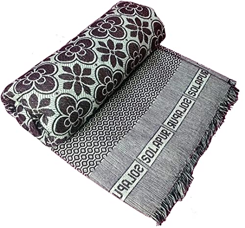 Cotonine Cotton, Single Size, Solapur Chaddar Blanket for Daily use, Brown Color, Pack of 1
