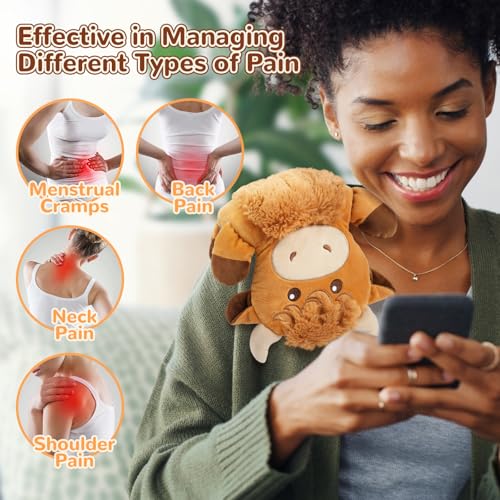 Image of Microwave Heating Pad for Pain Relief, 16 inch x 11 inch Microwavable Heating Pads for Cramps, Back Pain, Neck Shoulder, Muscles, Knee, Joints, Natural Heat Pack Moist Heat, Highland Cow with Round Eyes