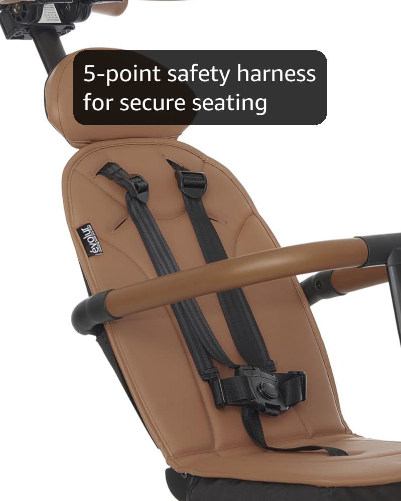 évolur Cruise Rider Stroller with Canopy, Lightweight Umbrella Stroller with Compact Fold, Easy to Carry Travel Stroller - Cognac