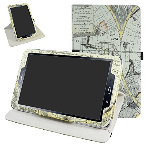 TAB A 10.1 2016 Rotating Case,Mama Mouth 360 Degree Rotary Stand with Cute Cover for 10.1" Samsung Galaxy TAB A 10.1 T580 T585 Android Tablet 2016,Map White