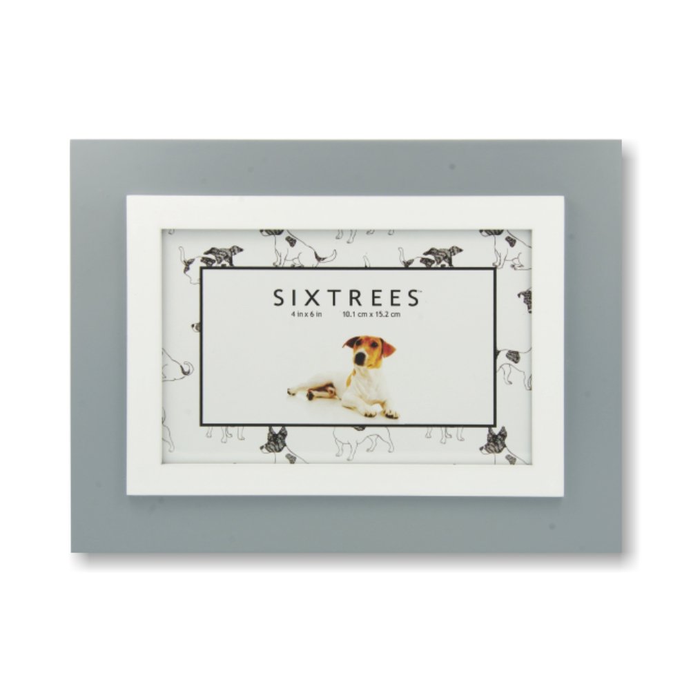 Sixtrees USA Border Horizontal Frame, 4 by 6-Inch, Grey/White
