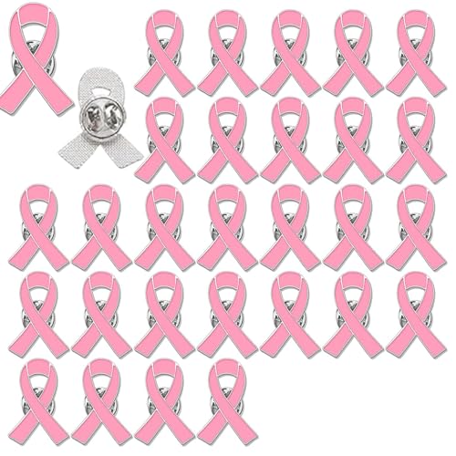 30 قطعة من بروش التوعية بشريط بينك ودبابيس طية صدر السترة من...