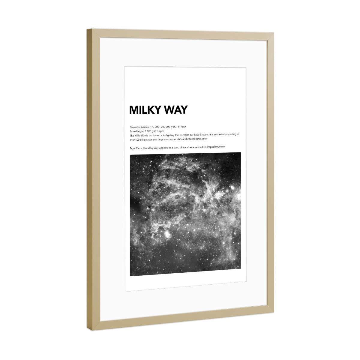 artboxONE Poster mit Rahmen Gold 45x30 cm Milky Way - Space von MUTHYGER - gerahmtes Poster