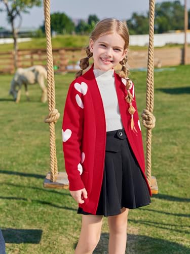 Image of Girls Cardigan Kids Open Front Oversized Sweater with Pockets | Casual Cardigans, Soft Knit, Long Sleeve, Uniform Cardigan for Girls, 7-14 Years