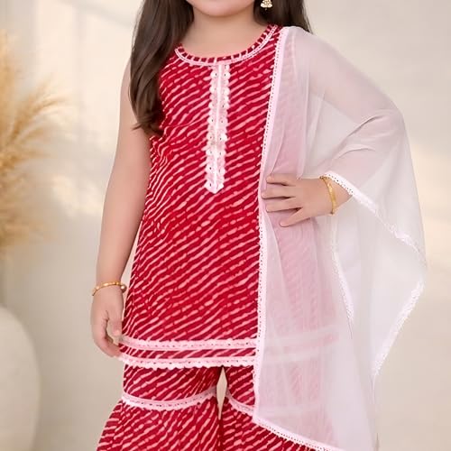 Image of LITTLE GINNIE Girls Kurta Sharara Set | Traditional Ethnic Wear for Kids