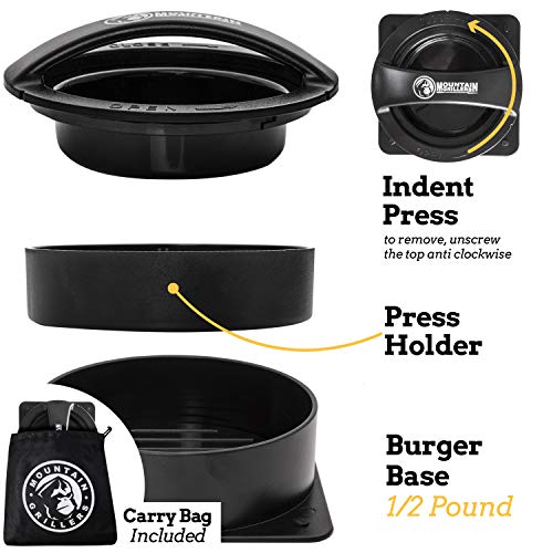 Mountain GRILLERS Cast Iron Burger Press Patty Maker - Non-Stick & Adjustable Design - Easily Create Ideal Patties for Your BBQ - Essential Grilling Accessory for Home Cooks - 4.92" x 4.96" x 2.56" - Image 3