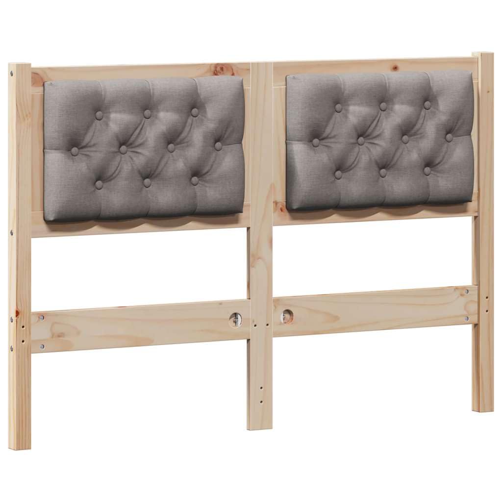 Zagłówek 120 cm, lite drewno sosnowe, brązowo-taupe, nowoczesny design, oddychający materiał, trwały, łatwy montaż, do sypialni, salonu