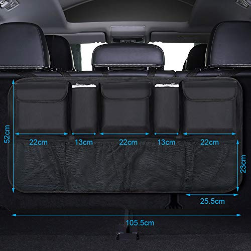 URAQT Kofferraum Organizer Auto, Aufbewahrungstasche, Kofferraumtasche , Wasserdichten Taschen mit Starkes Elastisches Netz und Klettverschluss für SUV, Schwarz (2-M)
