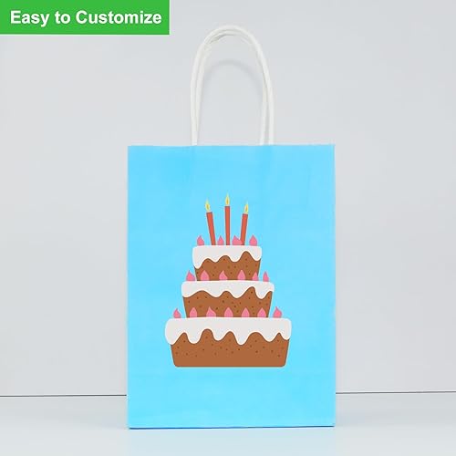 Miniatura 7 de 25 bolsas de regalo de papel con asas  Pequeñas bolsas de regalo de fiesta, golosinas, bolsas de compras en color azul claro para cumpleaños, boda,