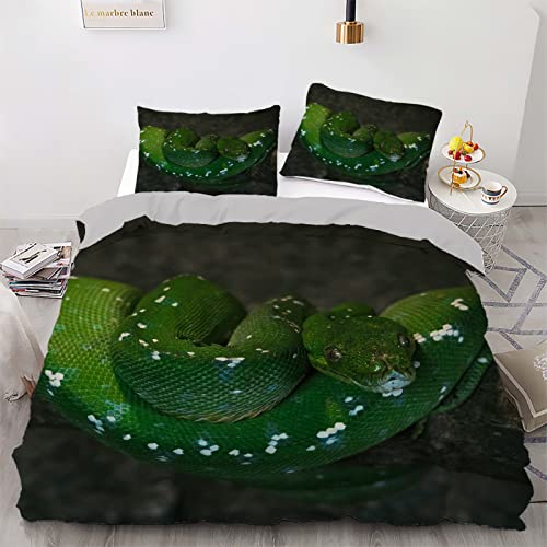 Housse de couette 160x200 serpent vert émeraude parure de lit