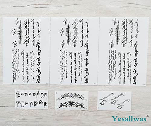 Yesallwas タトゥーシール 英文字 6枚セット 大判3枚 小柄 3枚 タトゥーステッカー ボディーシール メンズ 刺青シール 防水 腕 足 体 胸 肩 背中に簡単貼る Tattoo Apparel メンズ 服 ファッション小物 ファッション小物 タトゥーシール Whenbuy Jchere Com