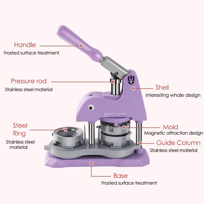 バッジピンボタンメーカーマシン DIY 58mm バッジプレスメーカーマシン (消耗品なし) 冷蔵庫マグネット、キーホルダー作成用(