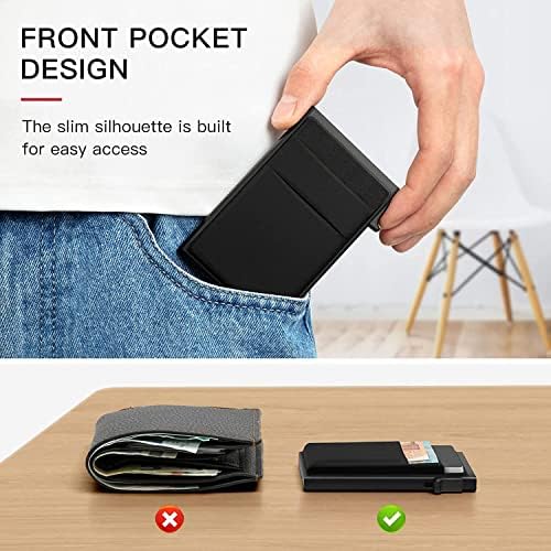 Men's RFID wallet, slim pop-up card holder, minimalist smart wallet, front pocket, compact metal credit card holder, men's gift (EDC box)4