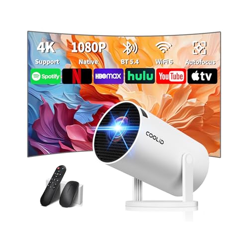 [Built-in Apps & 2025 Upgraded] Mini Projector with WiFi 6 and Bluetooth 5.4 Support 4K 1080P Auto...