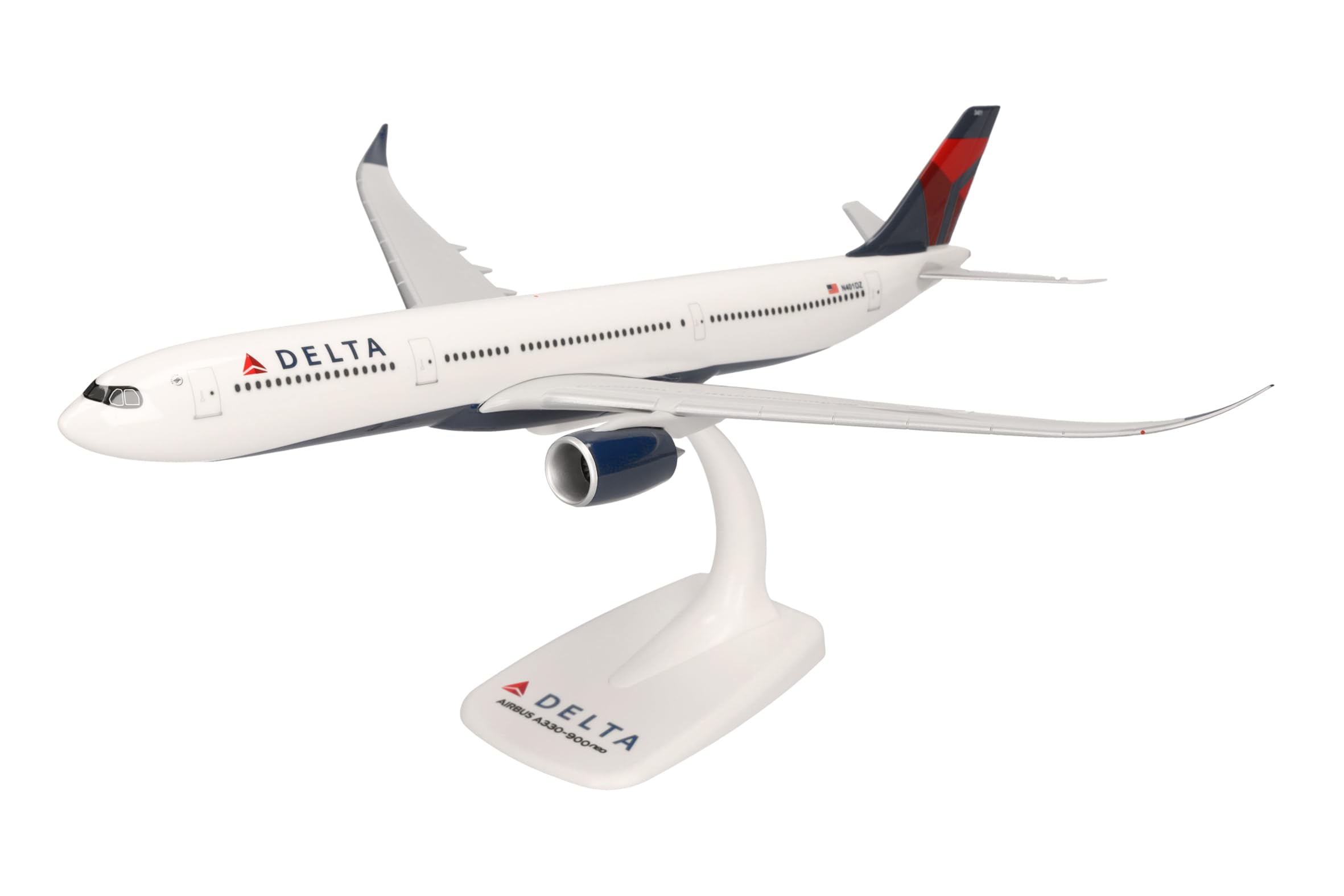 herpa Snap-fit airplane model Delta Air Lines Airbus A330-900 neoon scale of 1:200, plastic miniature with pedastal, model building, collectors edition