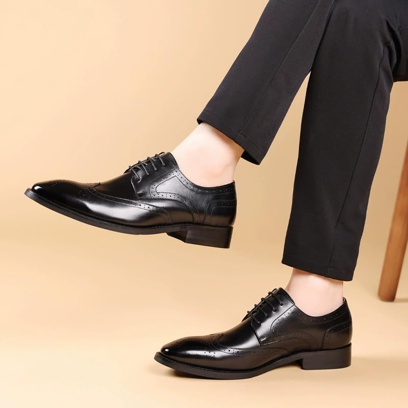 Mens Brogue Oxford Leather Dress Shoes British Style Business Formal Lace-Up Carved Genuine Leather Footwear4