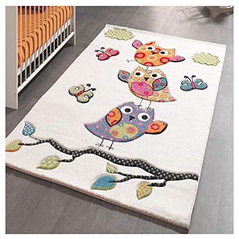 UN AMOUR DE TAPIS - Alfombra 22892 Kids Búhos Polipropileno Beige Cover