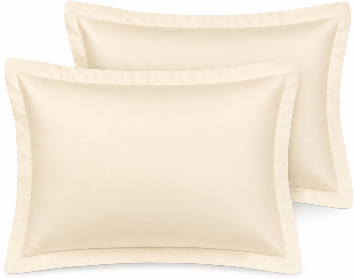 Night Zone Pillow Case 400 Thread Count 100% Egyptian Cotton Sateen Hotel Quality Pack Of 2 Pillow Cases (Oxford Pillow Case Cream, Cream)