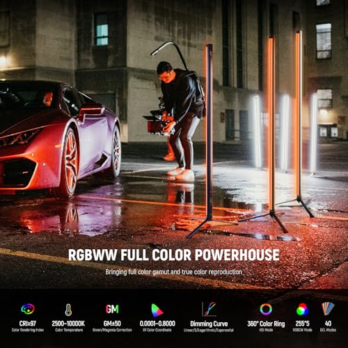 Image of NEEWER TL120C RGB Tube Light, 42W Full Color RGBWW Photography LED Video Light Wand Stick with APP /2.4G /DMX Control, 7 Pixel Effects /18 Scenes, 2500K-10000K CRI97+ TLCI98+, 6000mAh Battery