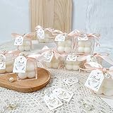Golibra 10 Sets Wedding Favors for Guests, Mini Scented Bubble Candles with Acrylic Boxes Pink Ribbon Gift Tags and Pearl Accessories for Wedding Bridal Shower Baby Shower Gender Reveal Party