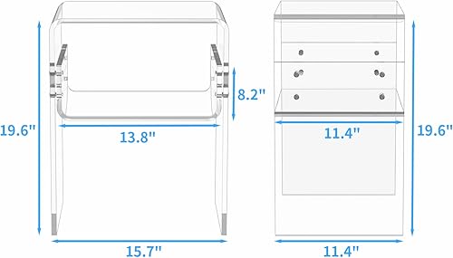 Miniatura 2 de Carmanon Mesa auxiliar de acrílico de 2 niveles, mesa auxiliar transparente con bordes de cascada para sala de estar pequeña, dormitorio y baño,