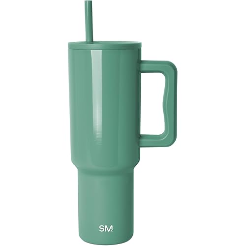 Simple Modern 40 oz Trek Tumbler with Handle and Straw Lid | Cup Holder Friendly Insulated Stainless Steel Travel Mug | Spruce