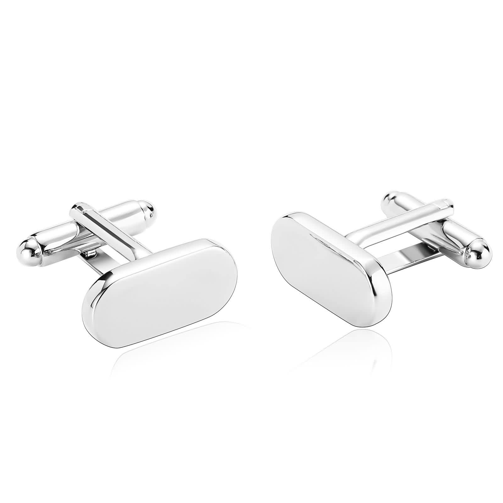 Wycian Gemelos Plata Padrino, Conjunto Gemelos Rectángulo Acero Inoxidable 0.9X1.9CM para Camisa Traje Boda Graduación Negocios