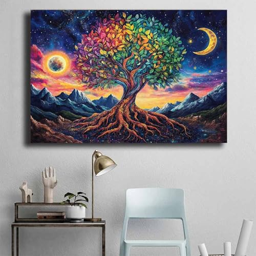 Arbre de vie impression sur toile murale verte 60x90cm poster nature
