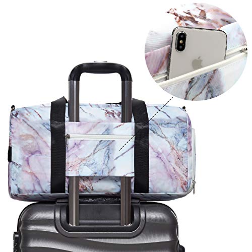 Sport Gym Duffle Travel Bag for Men Women with Shoe Compartment, Wet Pocket (S-Marble 5)