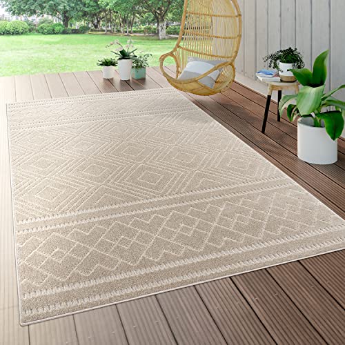 Paco Home Outdoor Teppich Wetterfest Wohnzimmer Balkon Küche Orientalisch Ornament Skandinavisch...
