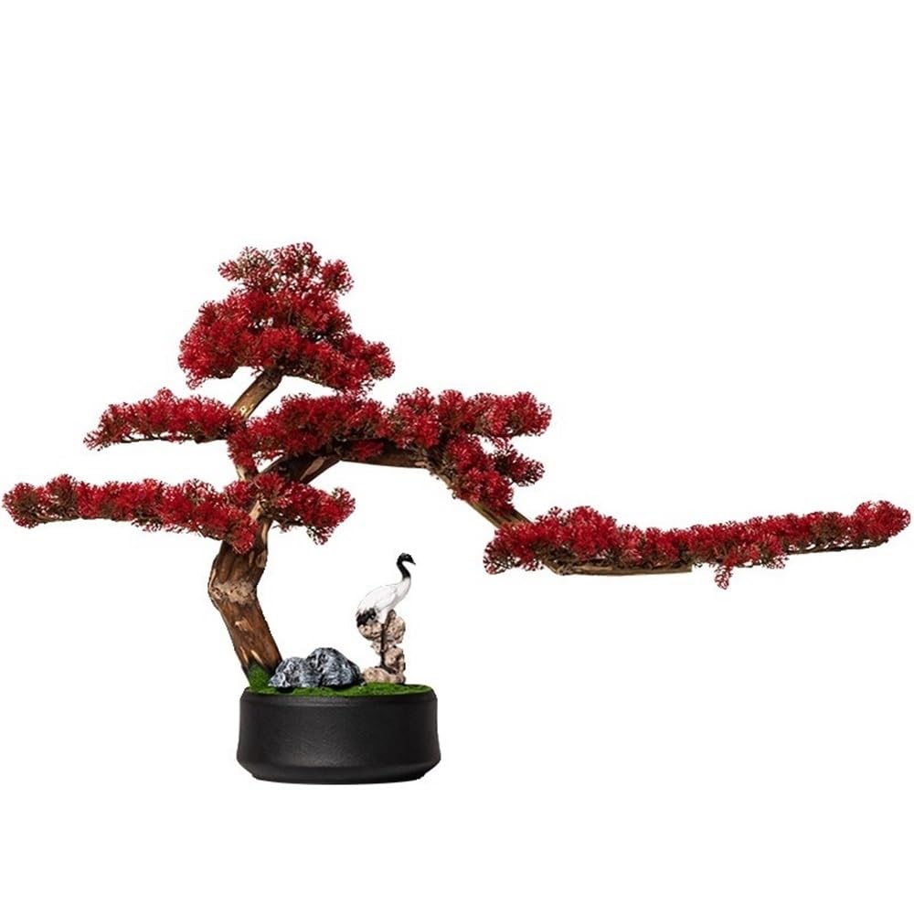 IUokLU Artificial Bonsai Chinese Style Red Artificial Bonsai Tree Household Entrance Simulation Green Value