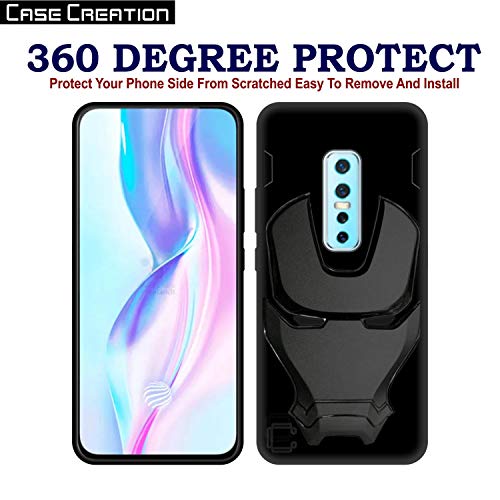 Image of COVERLY Official 3D Touch Feel Trending Avengers Logo Mask Soft Rugged Grip Silicone Iron Man Super Power Cartoon Movie Engraved Silicone Matte Back Cover for Vivo V17 Pro / V17Pro -HD Avenger Black