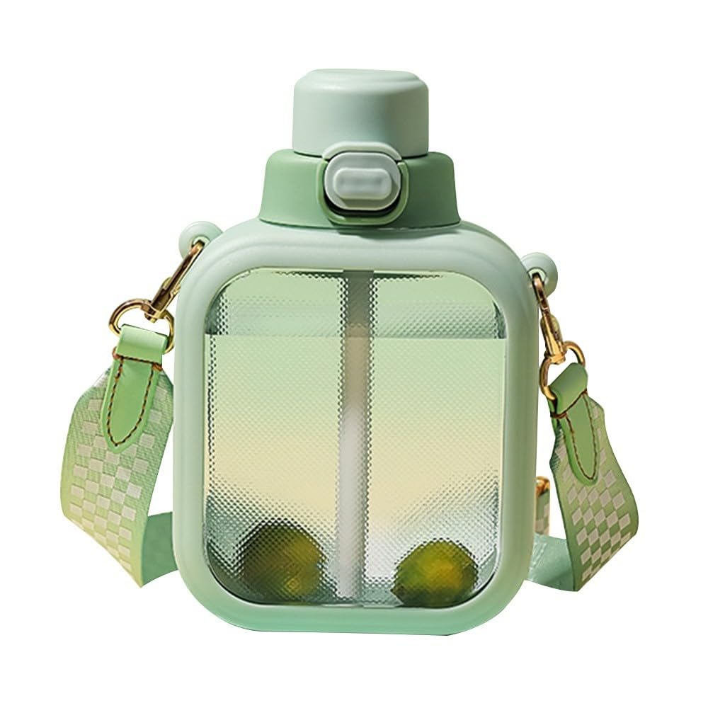 botella de agua para acampada, Botella de agua plana, bonita botella cuadrada(Green)